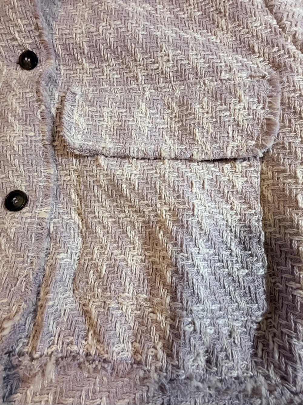 H&M Jacket Mauve Bouclé Fringe Button Front Collared Coatigan - Picture 10 of 14